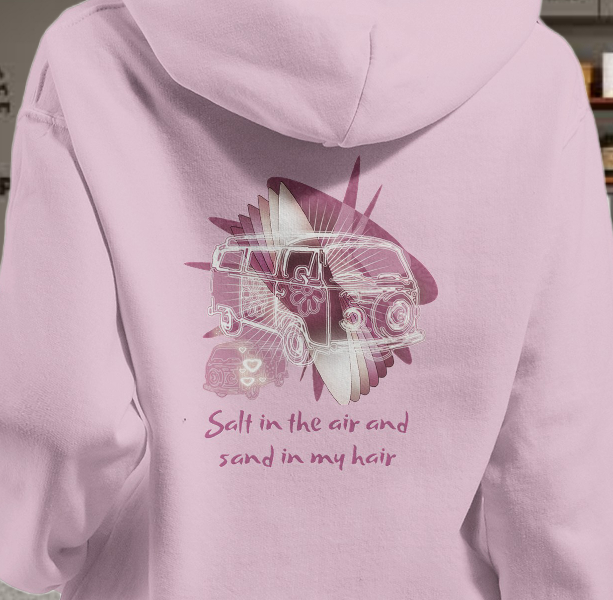 "VW Kombi" pink Unisex Pullover Hoodie - Image 6