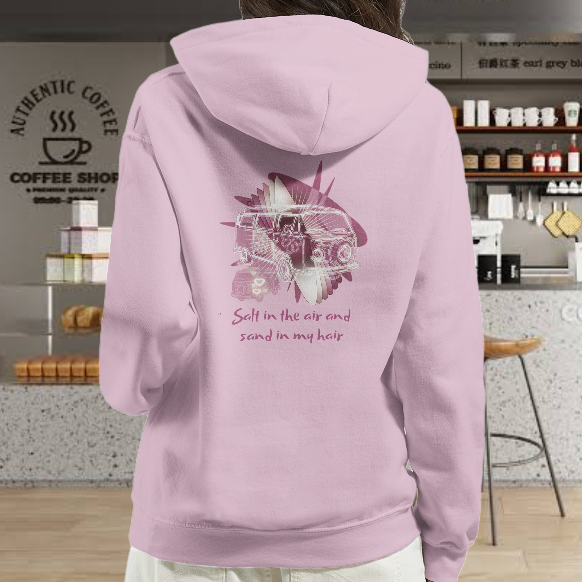 "VW Kombi" pink Unisex Pullover Hoodie - Image 8