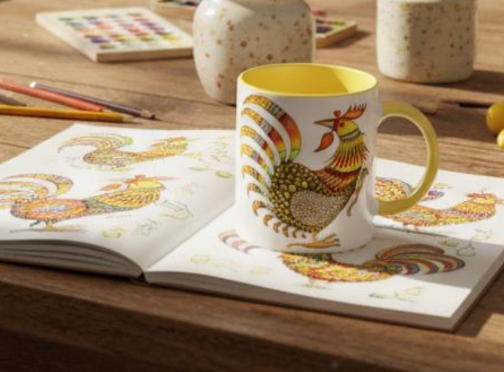 "Rooster" yellow Ceramic Mug - Image 8