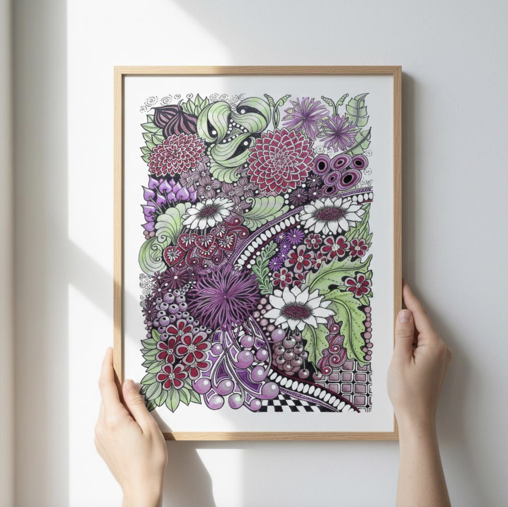 "Floral Study" plum Framed Museum Quality Print - Image 2
