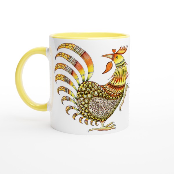 "Rooster" yellow Ceramic Mug