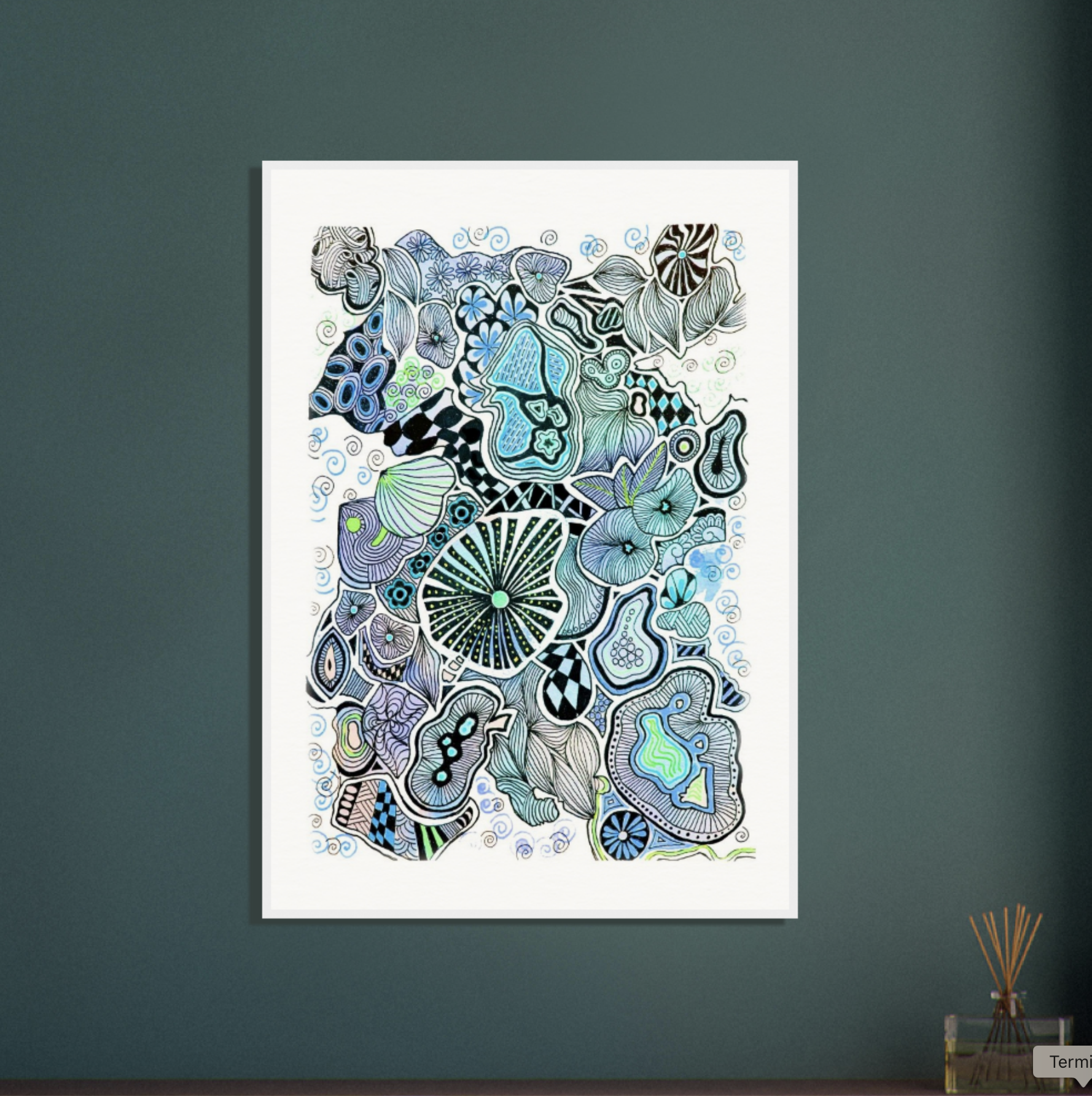"Splash of Colour" turquoise Framed Museum Quality Print - Image 4