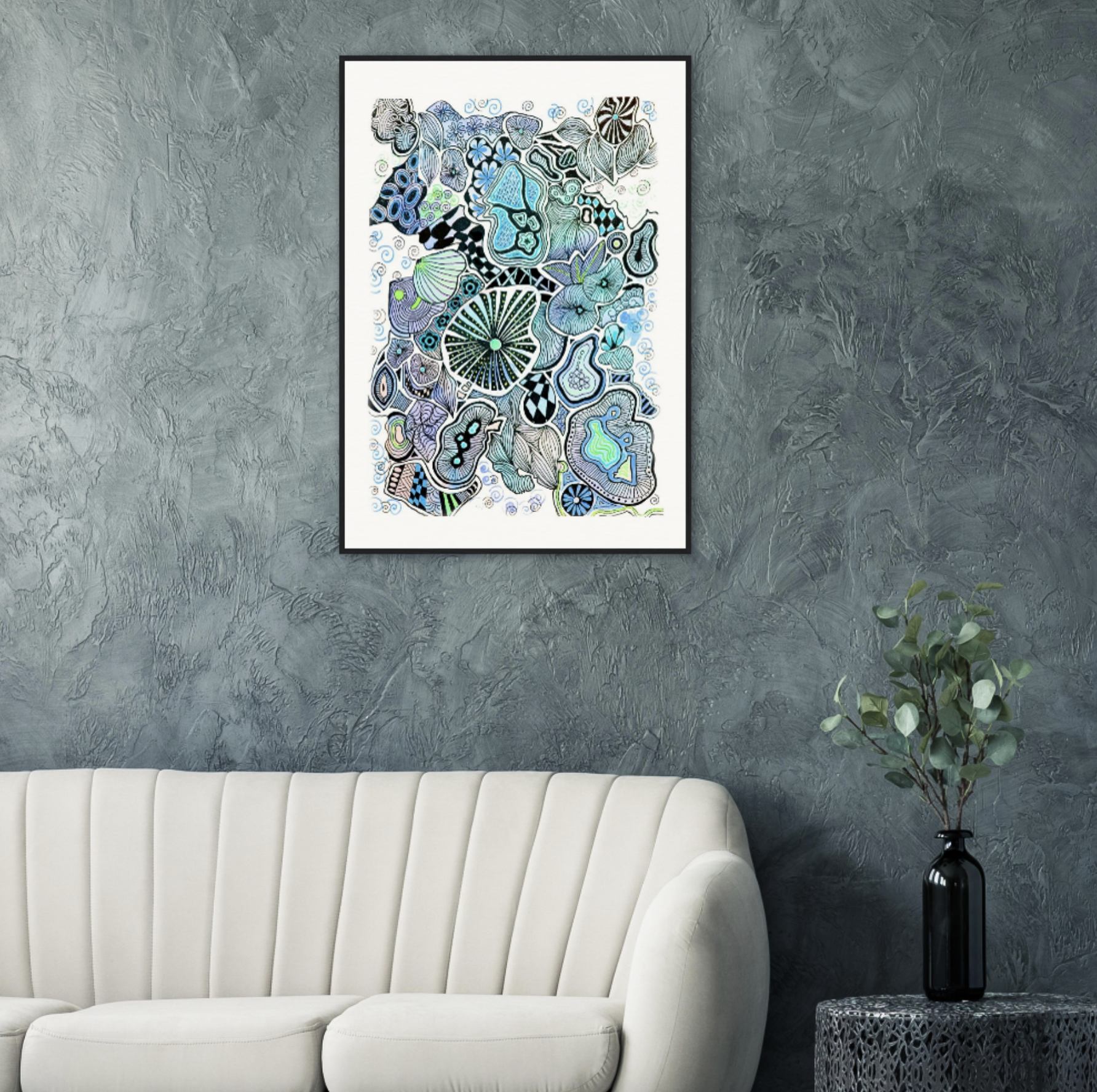 "Splash of Colour" turquoise Framed Museum Quality Print - Image 5